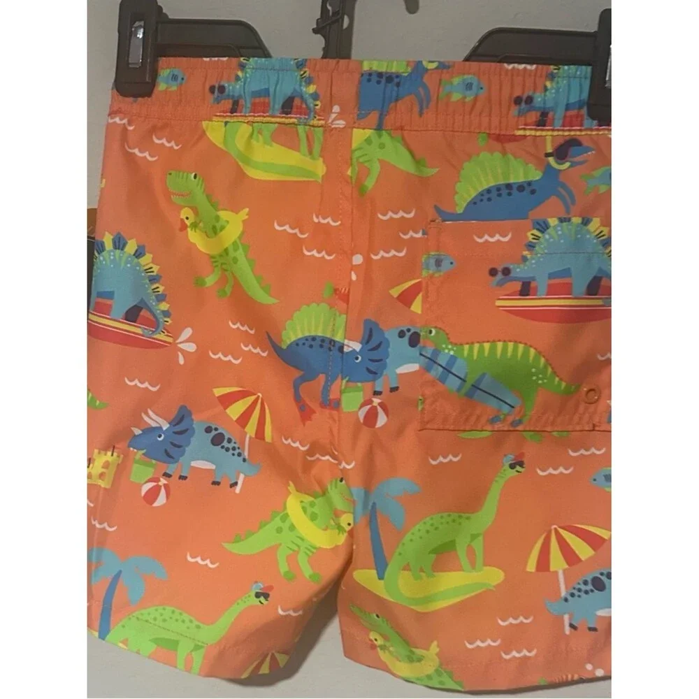 NWT Gymboree Orange Dino Dinosaur Beach Swim Trunks UPF 50+ Size 7